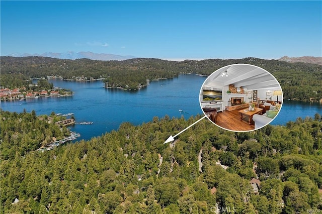 235 Bret Harte Rd, Lake Arrowhead, CA 92352 - water view featuring a mountainous background