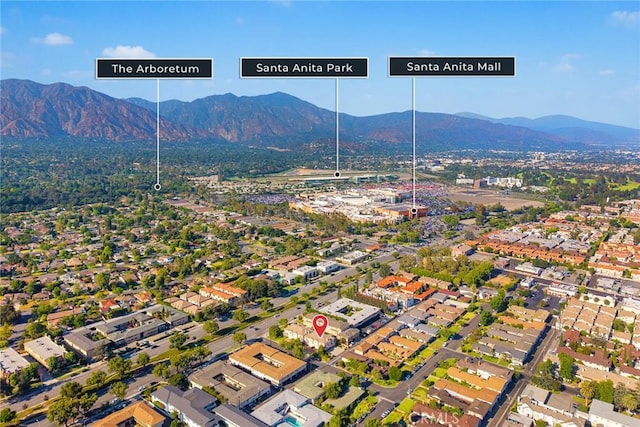 800 W Huntington Dr Unit D, Arcadia, CA 91007 - aerial view of property and surrounding area featuring a mountain backdrop