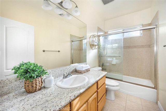 800 W Huntington Dr Unit D, Arcadia, CA 91007 - bathroom featuring vanity, combined bath / shower with glass door, and tile patterned flooring