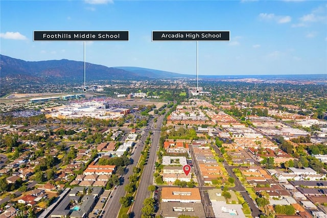 800 W Huntington Dr Unit D, Arcadia, CA 91007 - aerial view of property and surrounding area with a mountainous background