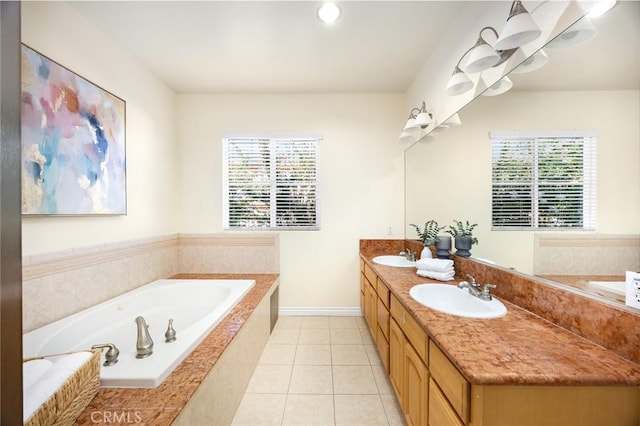 800 W Huntington Dr Unit D, Arcadia, CA 91007 - bathroom featuring healthy amount of natural light, double vanity, and a bath