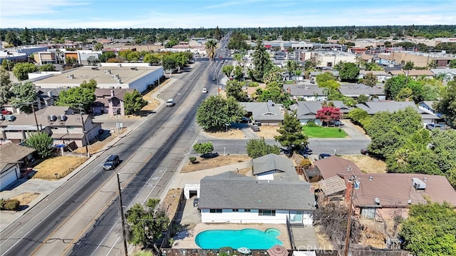 2738 S Fairway Ct, Visalia, CA 93277 - aerial view of residential area featuring a pool area