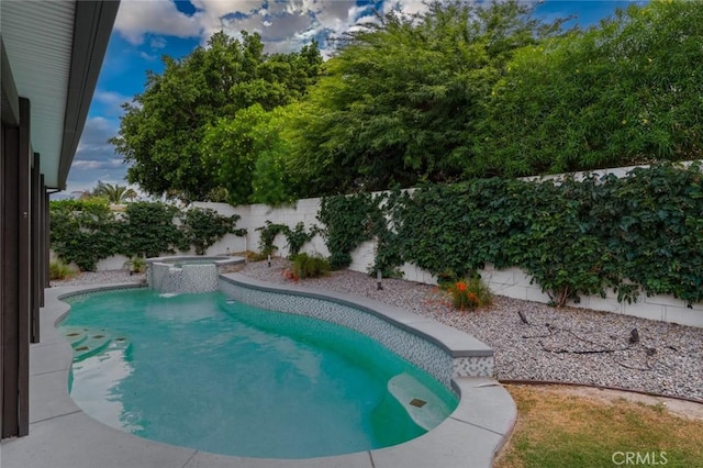 47645 Calle Diamante, Indio, CA 92201 - view of pool featuring a fenced backyard and a pool with connected hot tub