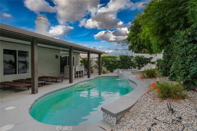 47645 Calle Diamante, Indio, CA 92201 - view of pool featuring a patio and a ceiling fan