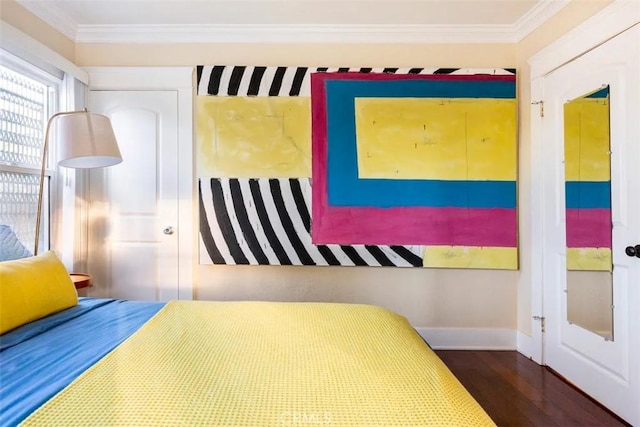 5162 S Manhattan Pl, Los Angeles, CA 90062 - bedroom featuring wood finished floors and ornamental molding