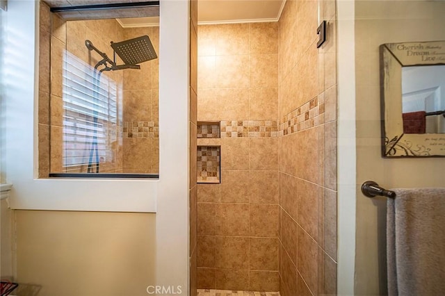 4303 E De Ora Way, Long Beach, CA 90815 - bathroom featuring crown molding and tiled shower