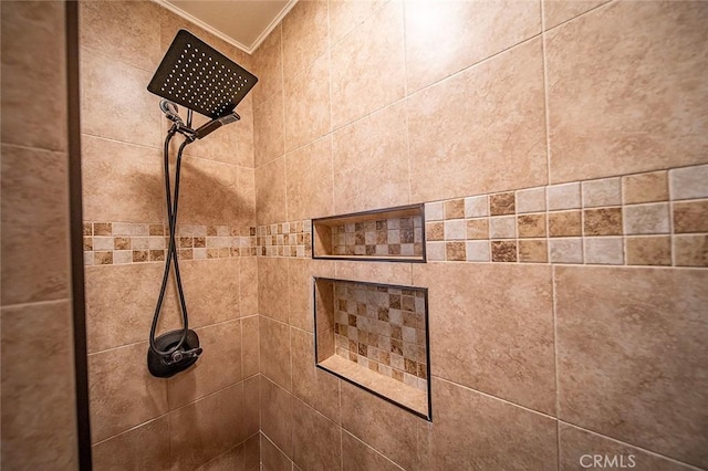 4303 E De Ora Way, Long Beach, CA 90815 - bathroom view of crown molding and a tile shower