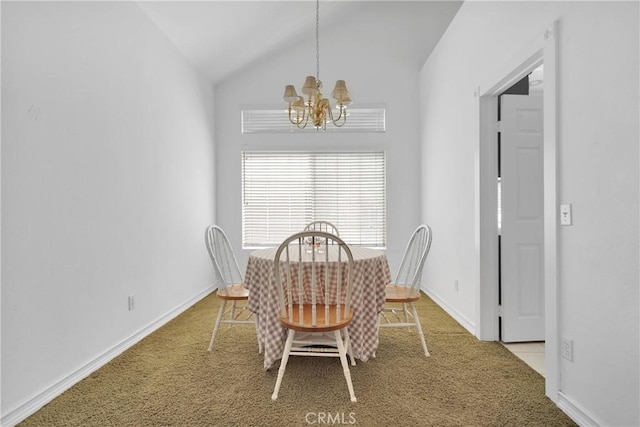 15030 Camino Arroyo, Chino Hills, CA 91709 - carpeted dining room featuring a chandelier and vaulted ceiling