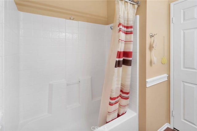 15030 Camino Arroyo, Chino Hills, CA 91709 - bathroom featuring shower / tub combo with curtain and baseboards