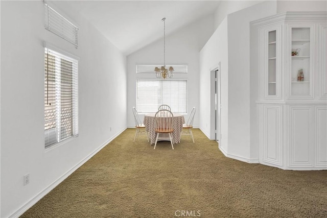 15030 Camino Arroyo, Chino Hills, CA 91709 - dining room with carpet, plenty of natural light, lofted ceiling, and a chandelier