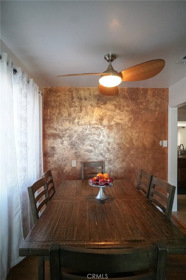 8937 Palmetto Ave, Fontana, CA 92335 - unfurnished dining area with a sink and a ceiling fan