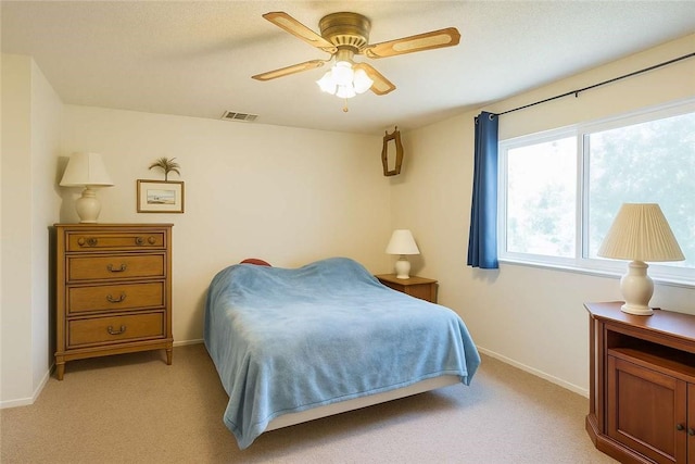 31736 Apache Rd, Coarsegold, CA 93614 - bedroom with light carpet and ceiling fan
