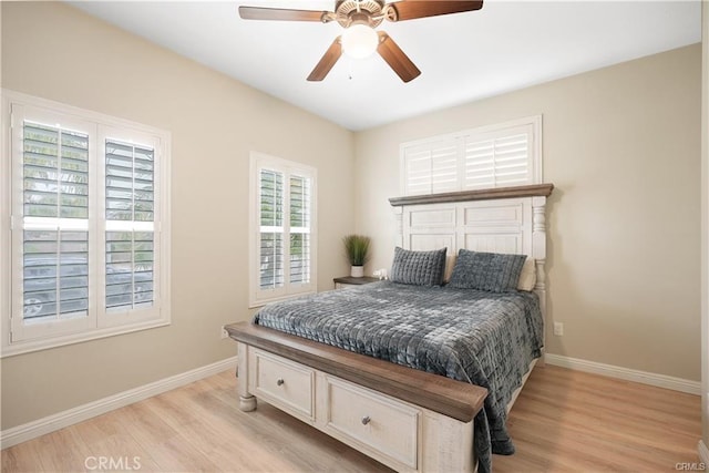 29851 Fox Creek Dr, Menifee, CA 92586 - bedroom with light wood-style flooring and a ceiling fan