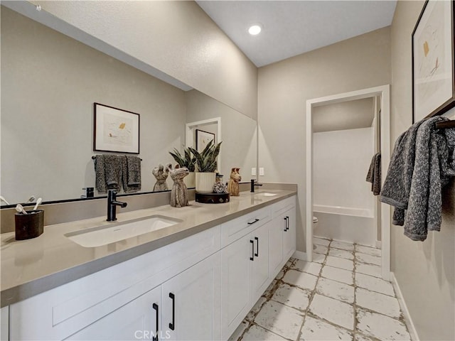 17151 Kent St, Hesperia, CA 92345 - full bath featuring double vanity and baseboards