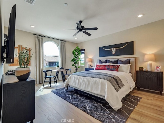17151 Kent St, Hesperia, CA 92345 - bedroom with wood finished floors, recessed lighting, and ceiling fan