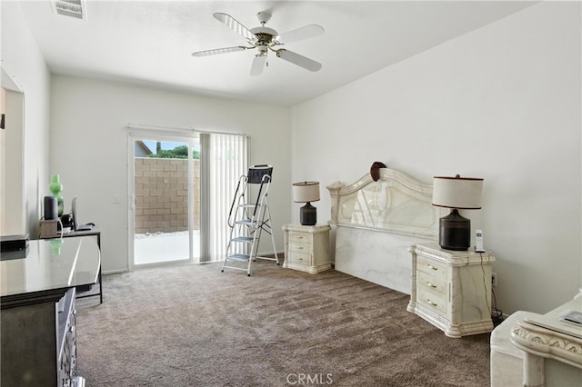 13525 Evanston St, Victorville, CA 92392 - carpeted bedroom featuring access to outside and a ceiling fan
