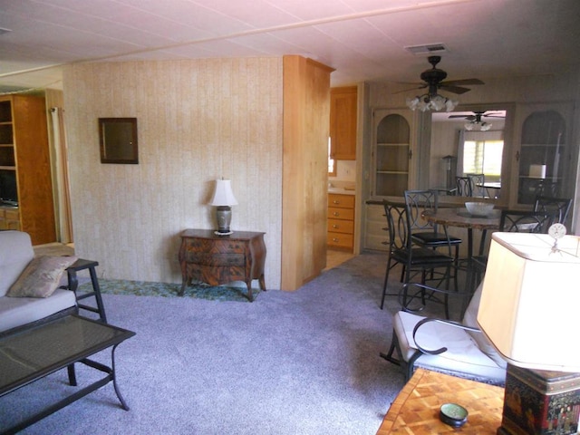 955 Howard Ave Unit 40, Escondido, CA 92029 - living room featuring ceiling fan, carpet floors, and electric panel