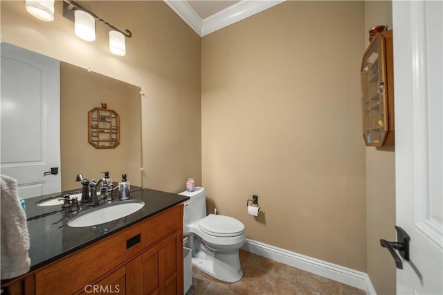 35655 52nd St E, Palmdale, CA 93552 - half bathroom featuring ornamental molding and vanity