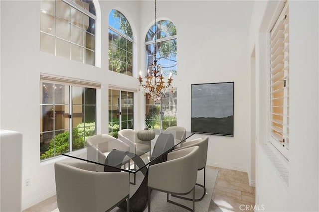 5527 Patricia Way, Yorba Linda, CA 92887 - dining space with a towering ceiling and a chandelier