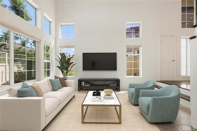 5527 Patricia Way, Yorba Linda, CA 92887 - tiled living room with a high ceiling