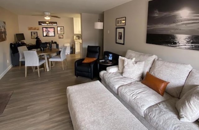 2330 Hosp Way Unit 303, Carlsbad, CA 92008 - living area with wood finished floors and ceiling fan