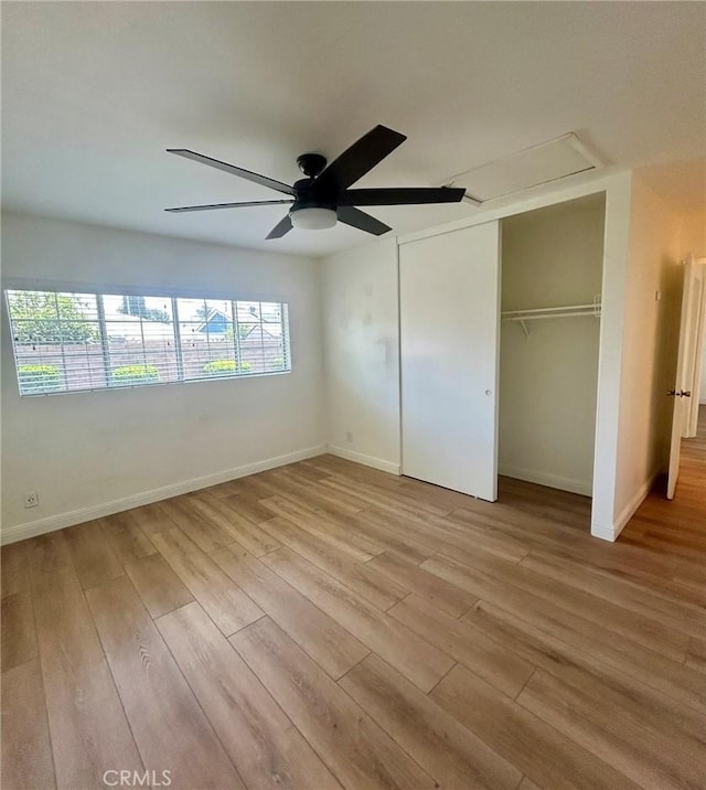 3964 Hibbert Ct, Simi Valley, CA 93063 - unfurnished bedroom featuring light wood-type flooring, a closet, and ceiling fan
