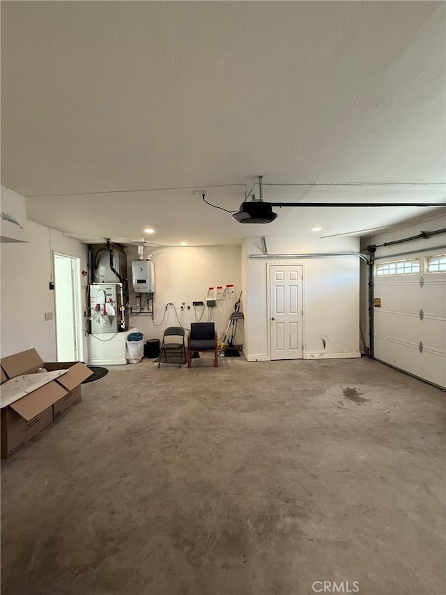 3964 Hibbert Ct, Simi Valley, CA 93063 - garage featuring a garage door opener, water heater, and heating unit