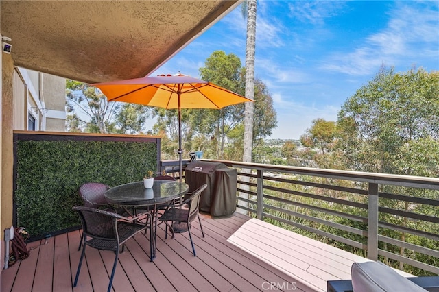 23414 Highcrest Rd, Dana Point, CA 92629 - wooden terrace with a grill and outdoor dining area