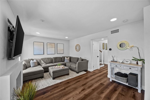 23414 Highcrest Rd, Dana Point, CA 92629 - living area featuring dark wood-style floors and recessed lighting