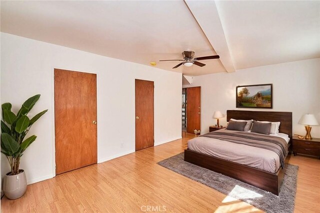 30 N Vega St, Alhambra, CA 91801 - bedroom with wood finished floors, multiple closets, and ceiling fan