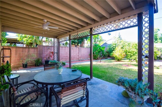 30 N Vega St, Alhambra, CA 91801 - view of patio / terrace with outdoor dining area and a ceiling fan