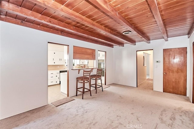 30 N Vega St, Alhambra, CA 91801 - living area featuring light colored carpet and a wood ceiling with exposed beams