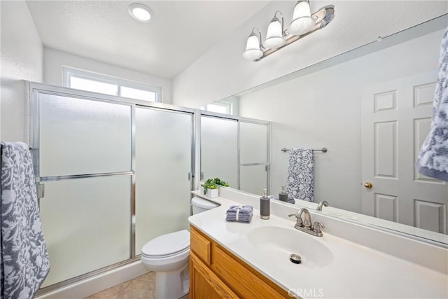 19177 White Dove Ln, Riverside, CA 92508 - full bathroom featuring vanity, a stall shower, and tile patterned floors