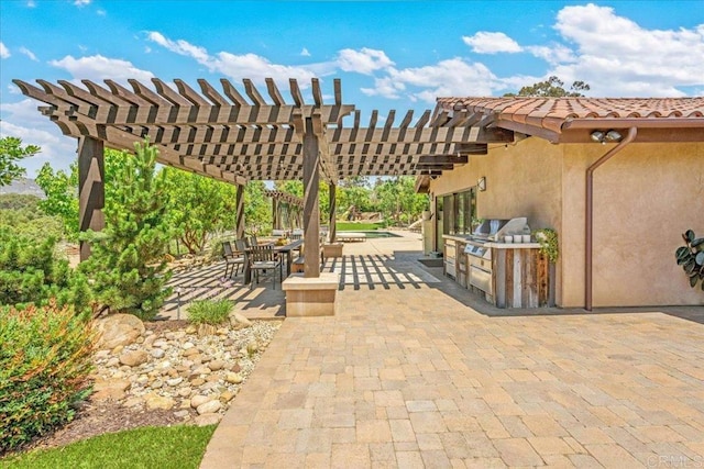 1935 Granite Hills Dr, El Cajon, CA 92019 - view of patio featuring exterior kitchen and a pergola