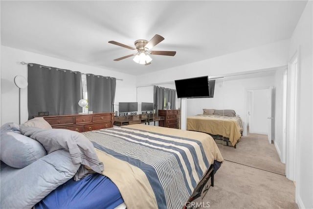 382 S Miraleste Dr Unit 450, San Pedro, CA 90732 - bedroom with light carpet and a ceiling fan