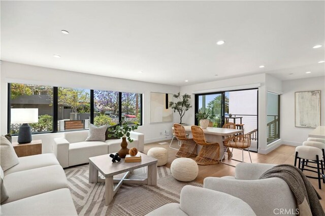 246 Fairview St, Laguna Beach, CA 92651 - living area with healthy amount of natural light, recessed lighting, and light wood-type flooring