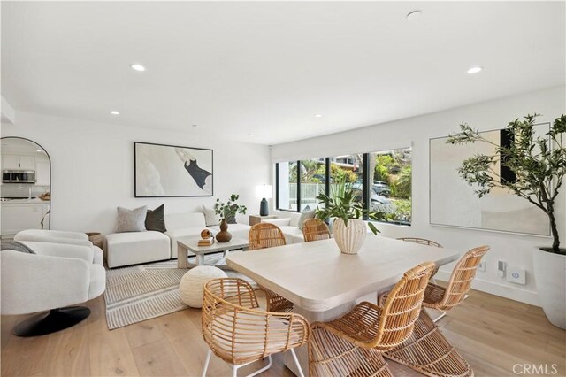 246 Fairview St, Laguna Beach, CA 92651 - dining space with light wood-type flooring and recessed lighting