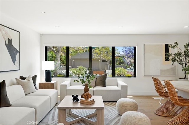 246 Fairview St, Laguna Beach, CA 92651 - living room with healthy amount of natural light, wood finished floors, and recessed lighting