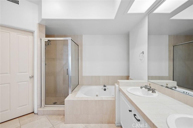 2600 Newport Blvd Unit 219, Newport Beach, CA 92663 - full bath with a jetted tub, tile patterned floors, a stall shower, and double vanity
