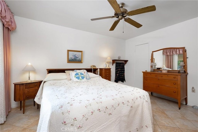 28839 Carmel Rd, Menifee, CA 92586 - bedroom with light tile patterned floors and ceiling fan