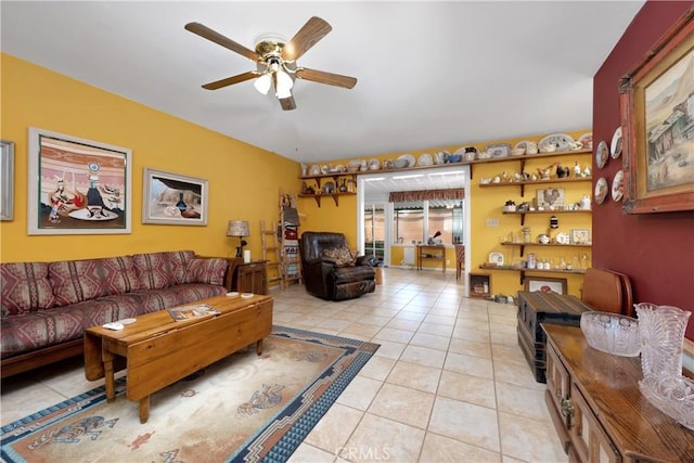 28839 Carmel Rd, Menifee, CA 92586 - living room featuring ceiling fan and light tile patterned floors