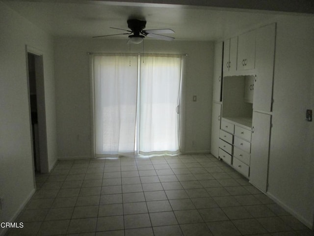 44244 Carolside Ave, Lancaster, CA 93535 - unfurnished dining area featuring a ceiling fan and light tile patterned floors