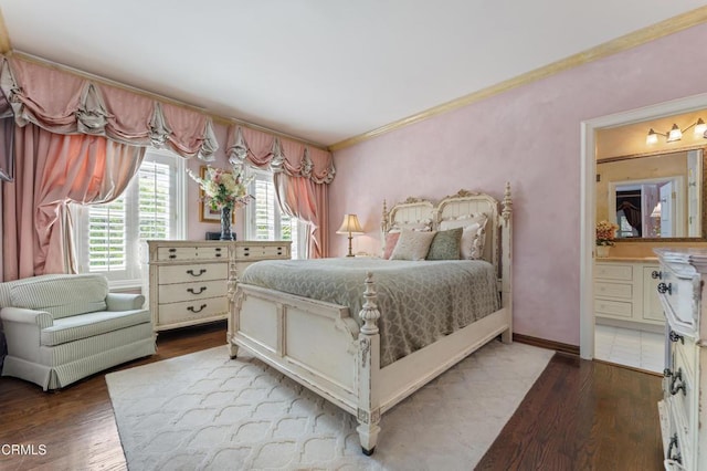 1205 Linda Vista Ave, Pasadena, CA 91103 - bedroom featuring wood finished floors, crown molding, and connected bathroom