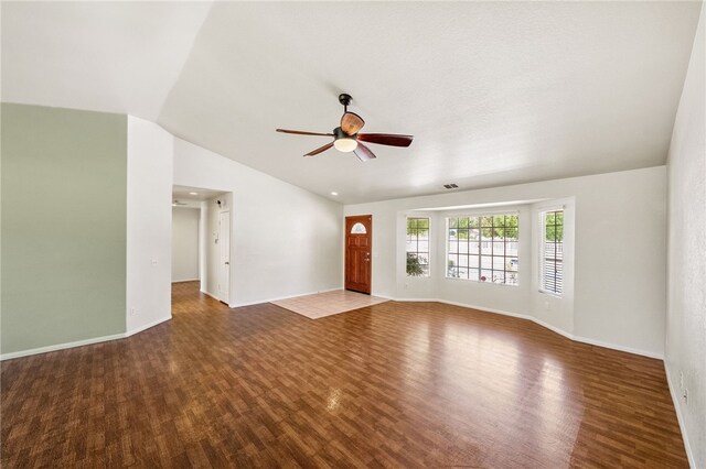 32618 Durango Ct, Wildomar, CA 92595 - unfurnished living room with ceiling fan, wood finished floors, and vaulted ceiling