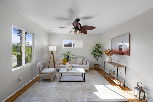4454 Ute Dr, San Diego, CA 92117 - living room featuring wood finished floors and a ceiling fan