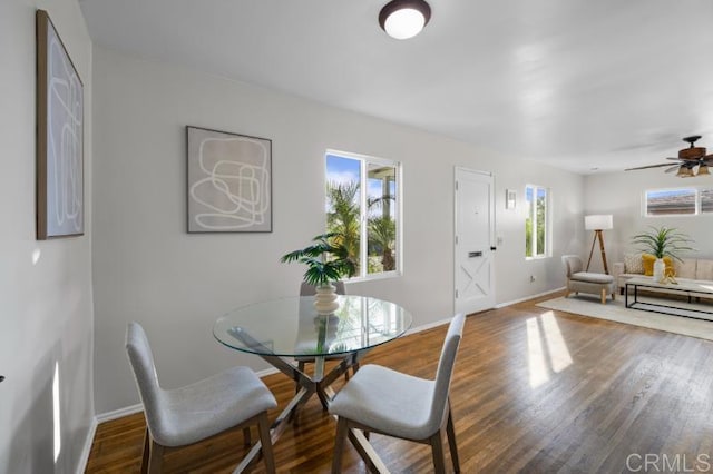 4454 Ute Dr, San Diego, CA 92117 - dining room featuring wood finished floors and ceiling fan