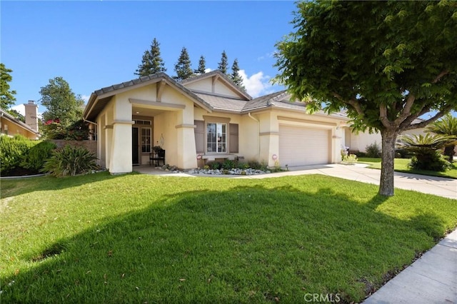 1581 Manor Ln, Glendora, CA 91741 - view of front of home with stucco siding, driveway, a front lawn, and a garage