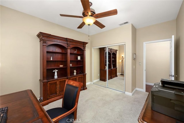 1581 Manor Ln, Glendora, CA 91741 - office space featuring a ceiling fan and light carpet