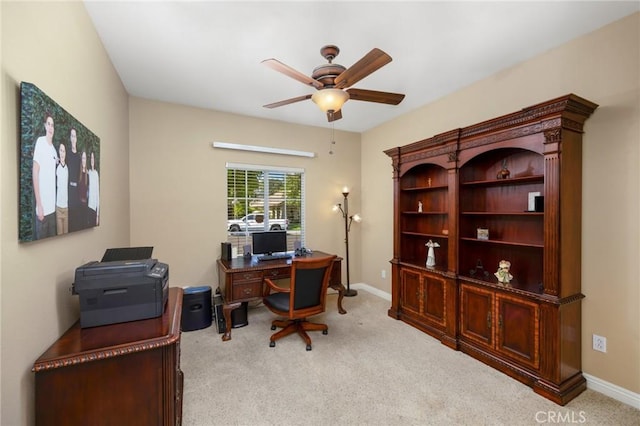 1581 Manor Ln, Glendora, CA 91741 - carpeted office featuring a ceiling fan and baseboards