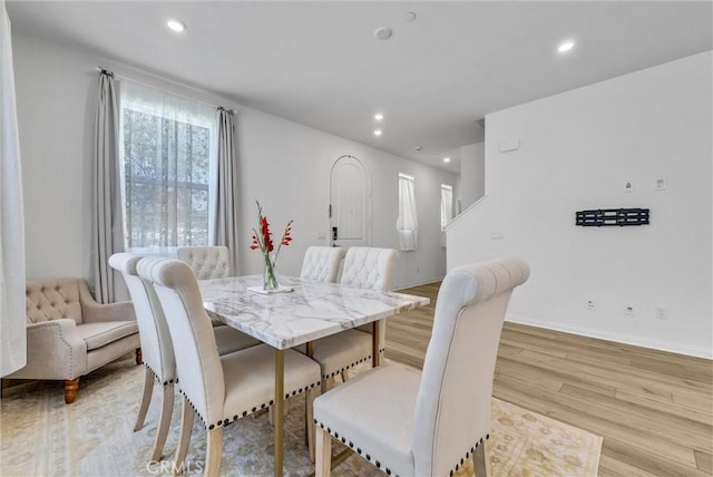 34410 Granite Rd, Yucaipa, CA 92399 - dining area featuring light wood-style flooring and recessed lighting